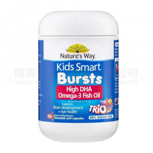 Nature's Way Kids Smart Bursts High DHA Omega-3 Fish Oil (180 Chewable Soft Capsules) ⭐50% Off for 2nd⭐